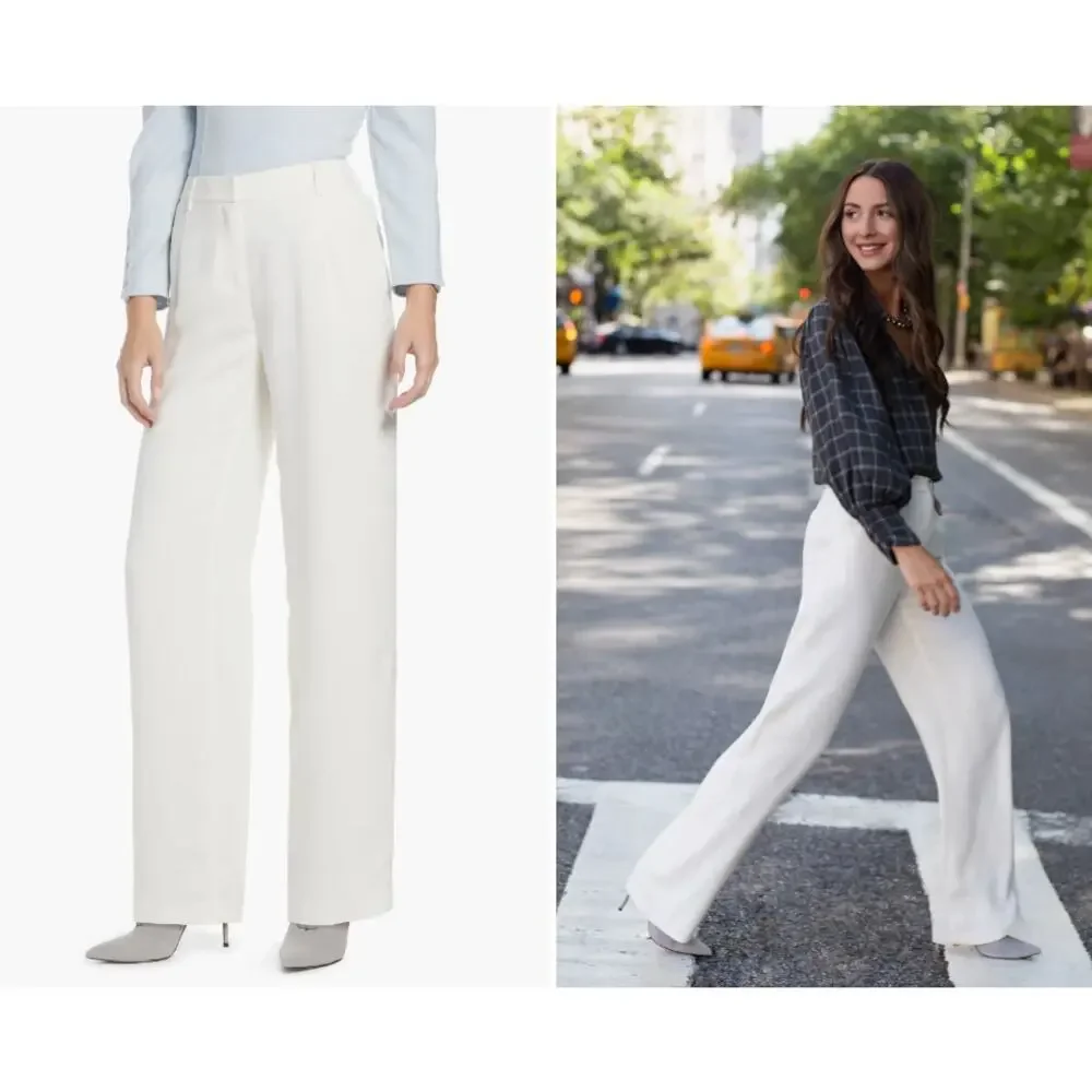 SOMETHING NAVY Ivory Pleated Wide Leg Trousers - Size 8 - Picture 12 of 12